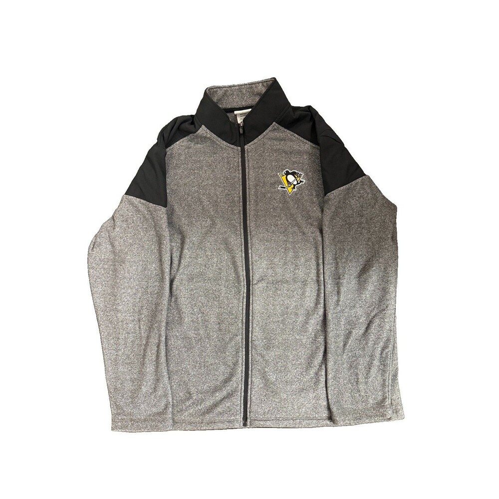 Pittsburgh Penguins Jacket Mens Medium Gray NHL Hockey Full Zip Fleece Coat
